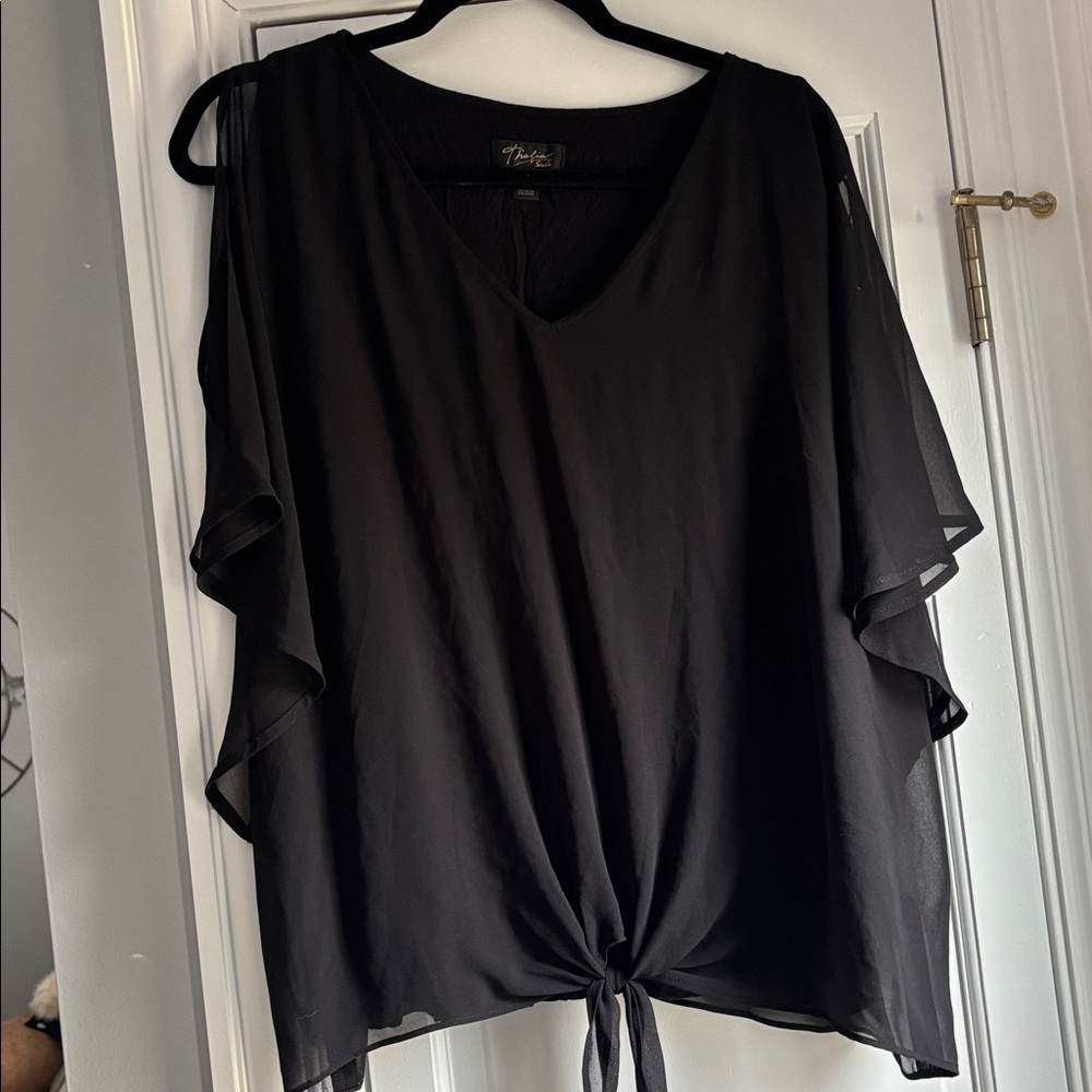 Thalia Sodi Black Blouse with Knot Detail